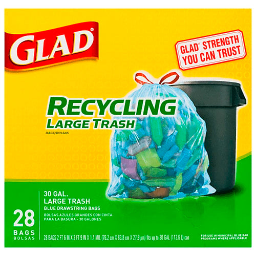 Glad Recycling 30 Gal. Large Blue Trash Bag (28-Count)