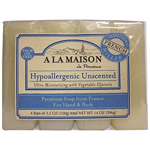 A LA MAISON HYPOALLERGENIC UNSCENTED SOAP BARS FOR HAND AND BODY