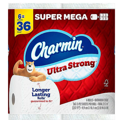 Charmin Ultra Soft Toilet Paper 12 Super Mega Rolls, 366 Sheets Per Roll