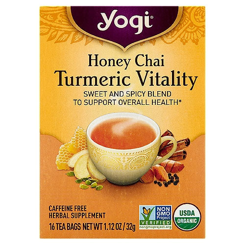 YOGI HONEY CHAI TUMERIC VITALITY HERBAL TEA SUPPLEMENT / 16 CT ...