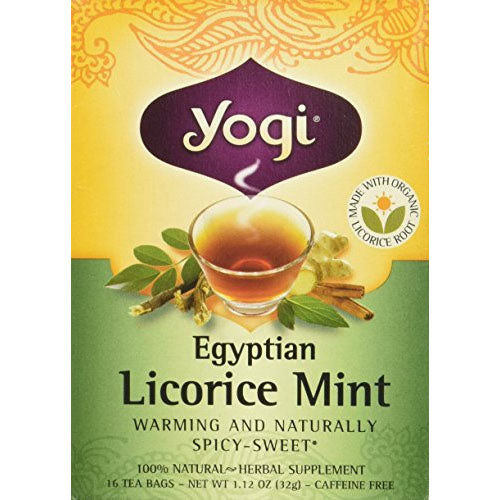 Yogi Tea Egyptian Licorice, Caffeine-Free Organic Herbal Tea Bags, 16 Count  