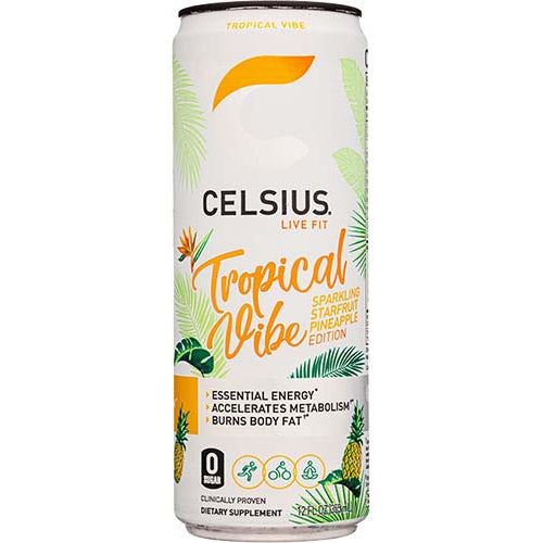 CELSIUS LIVE FIT TROPICAL VIBE SPARKLING ENERGY DRINK / 12 FL OZ